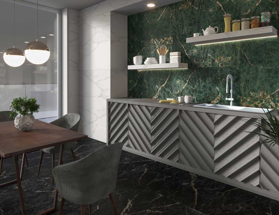 سرامیک دیوار سالن مدل لورتا هرمس تبریز سایز 60*120 پرسلان