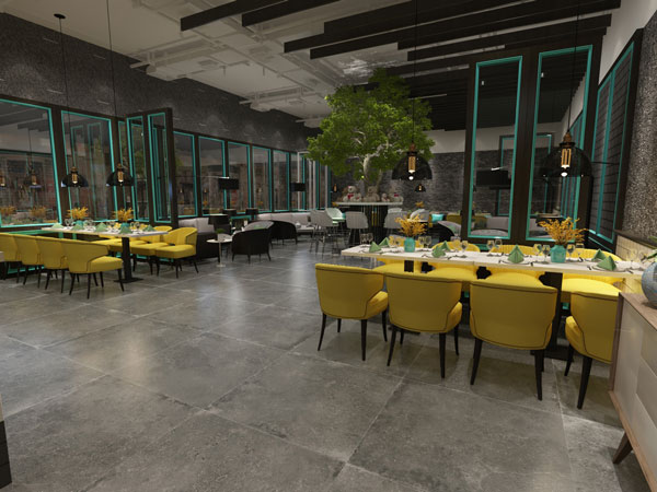 سرامیک کف فروشگاه اسموک هرمس 95*95 پرسلان سمی پولیش