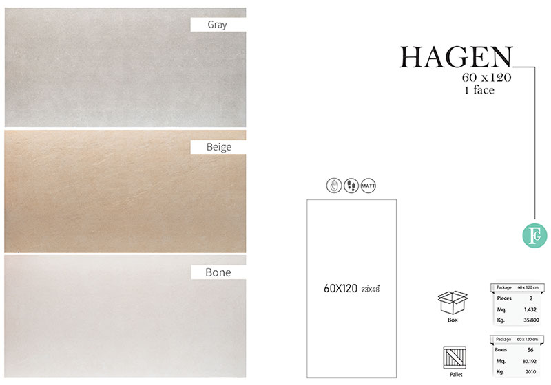 کاشی هاگن فخار 60*120 پرسلان مات