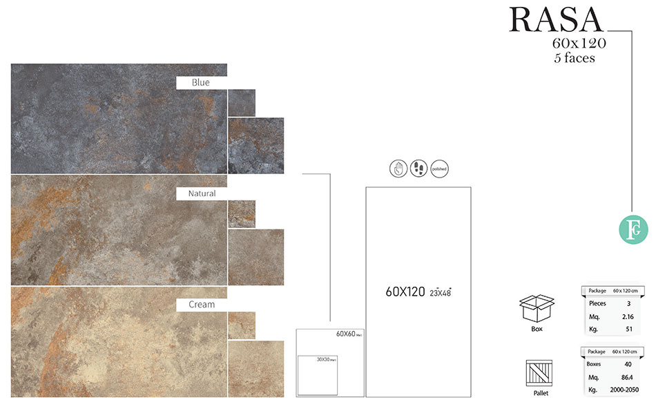 سرامیک راسا فخار 60 در 120 پرسلان فول پولیش