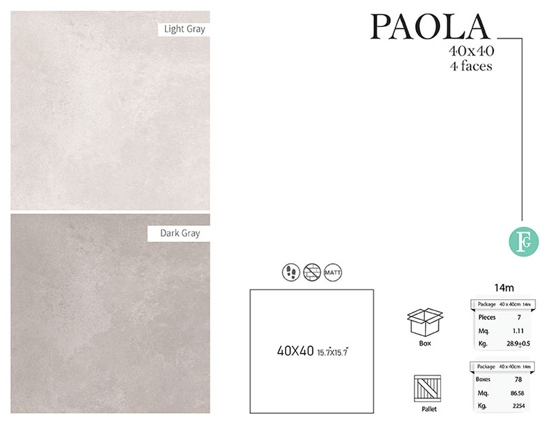 سرامیک پائولا فخار 40 در 40 پرسلان مات