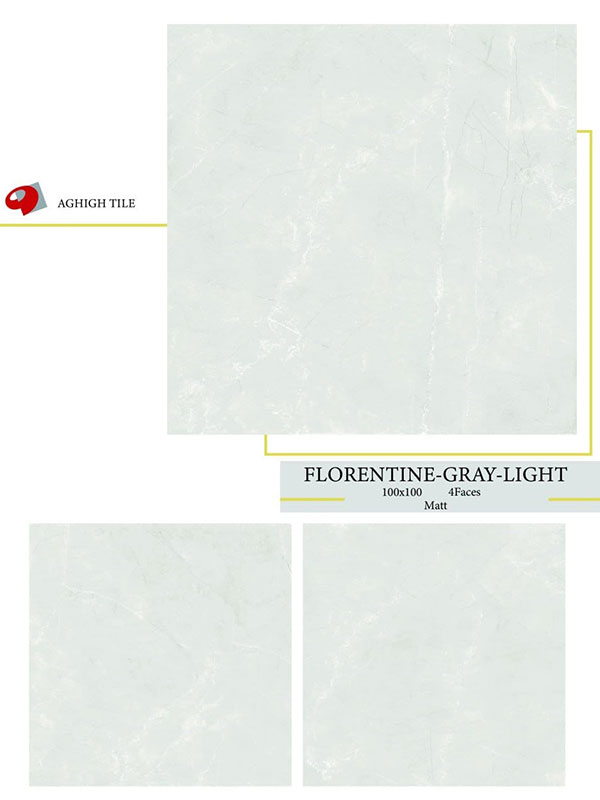 سرامیک 100 در 100 فلورنتین طوسی روشن پرسلان مات