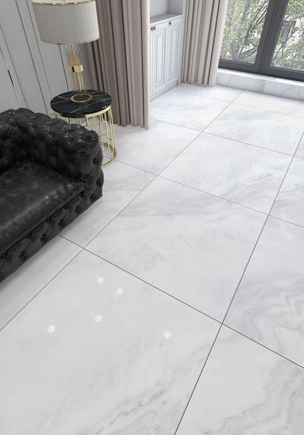 سرامیک کف سالن پذیرایی مدل گریس نانو پولیش الوند