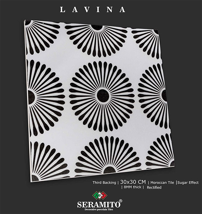 سرامیک طرح گل سنتی لاوینا 30 در 30 پرسلان مات