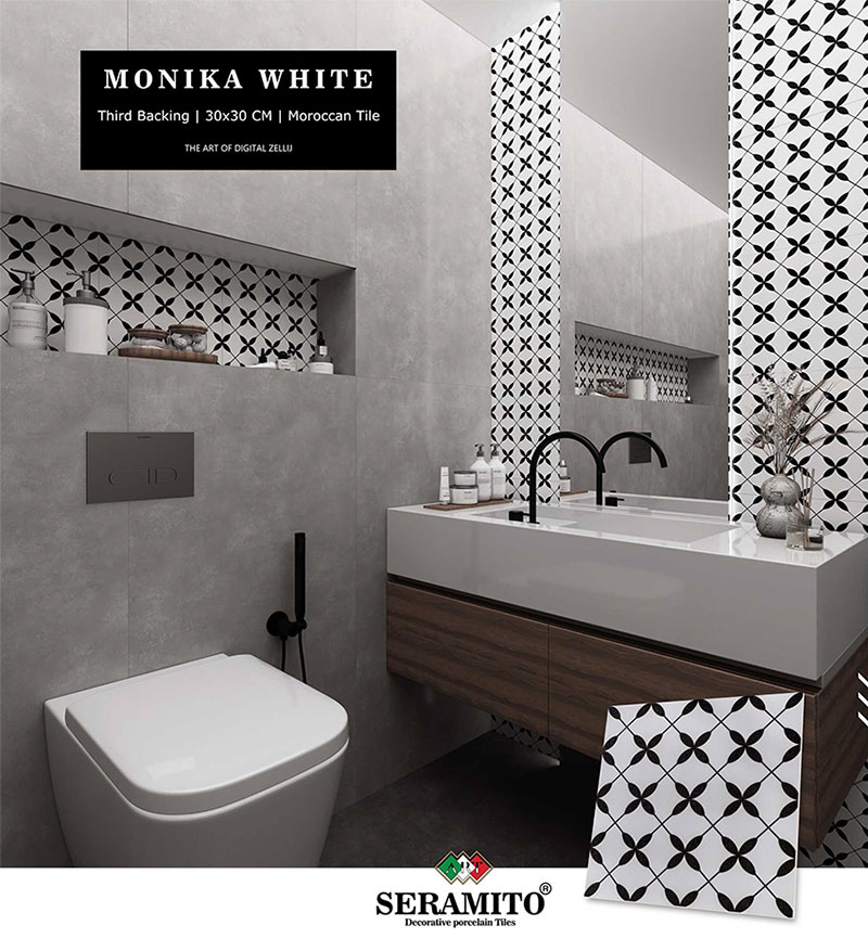 کاشی دیوار سرویس بهداشتی مدل مونیکا سفید سرامیتو