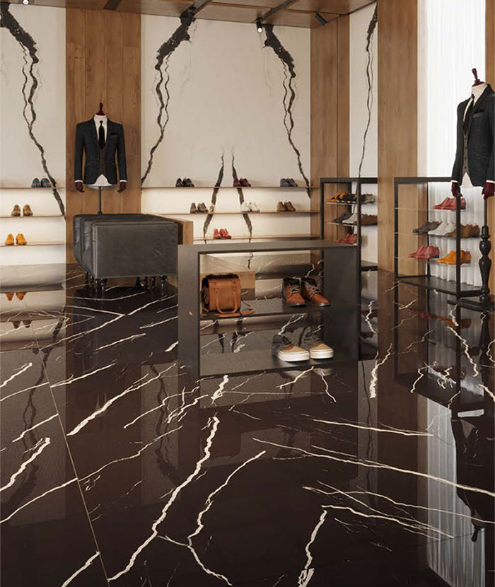 سرامیک مشکی طرح سنگ آلبانی نانو پولیش