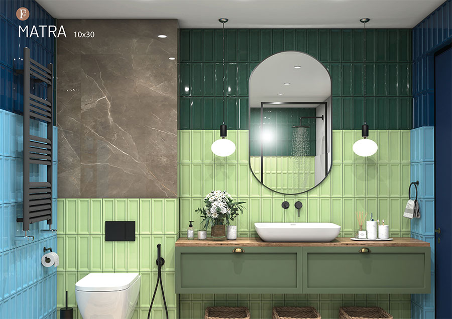 کاشی لاکچری دیوار سرویس مدل ماترا 10*30 فخار رفسنجان