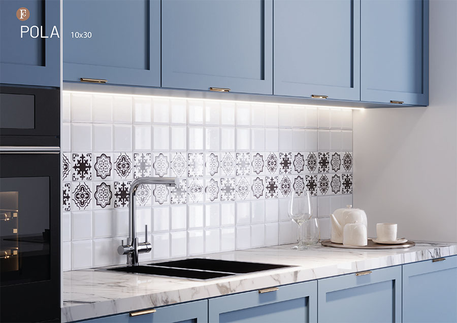 کاشی بین کابینتی طرح مراکشی پولا فخار رفسنجان 10 در 30 براق