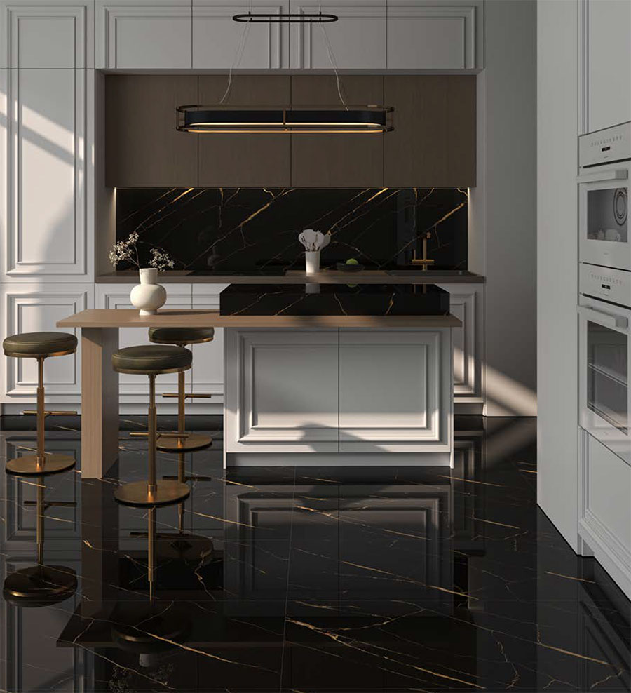 سرامیک سالن رنگ مشکی شارون پردیس فول پولیش